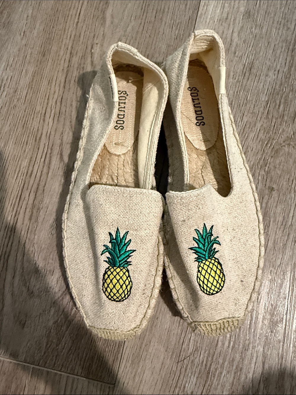 Soludos Natural Canvas Espadrilles with Pineapple Embroidery